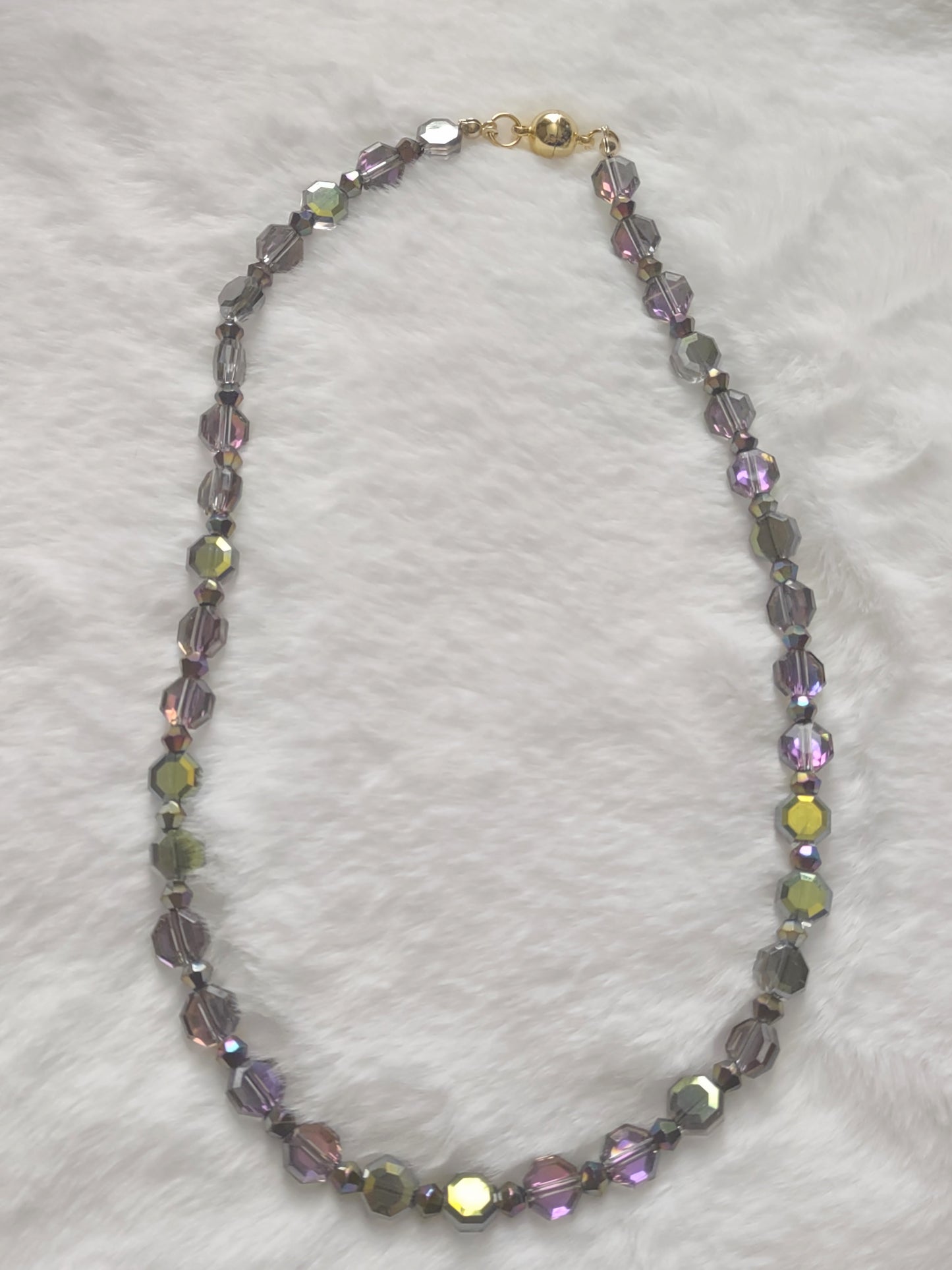 "Aurora" Glass Beaded Necklace, Stainless Steel, Magnetic Clasp, 4 Colors