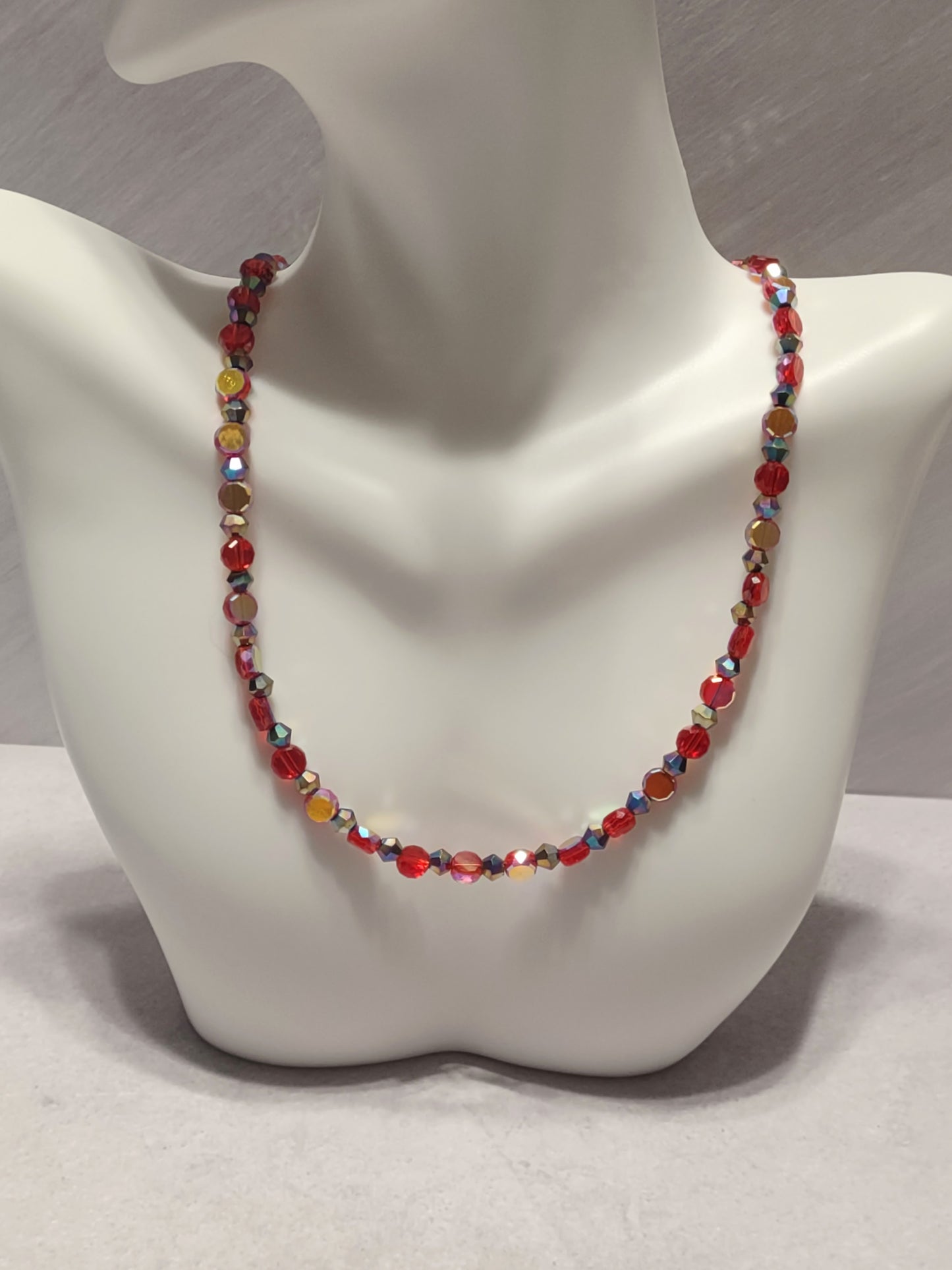 "Mystic Mini Aurora" AB Glass Beaded Necklace, Stainless Steel, Magnetic Clasp, 2 Colors