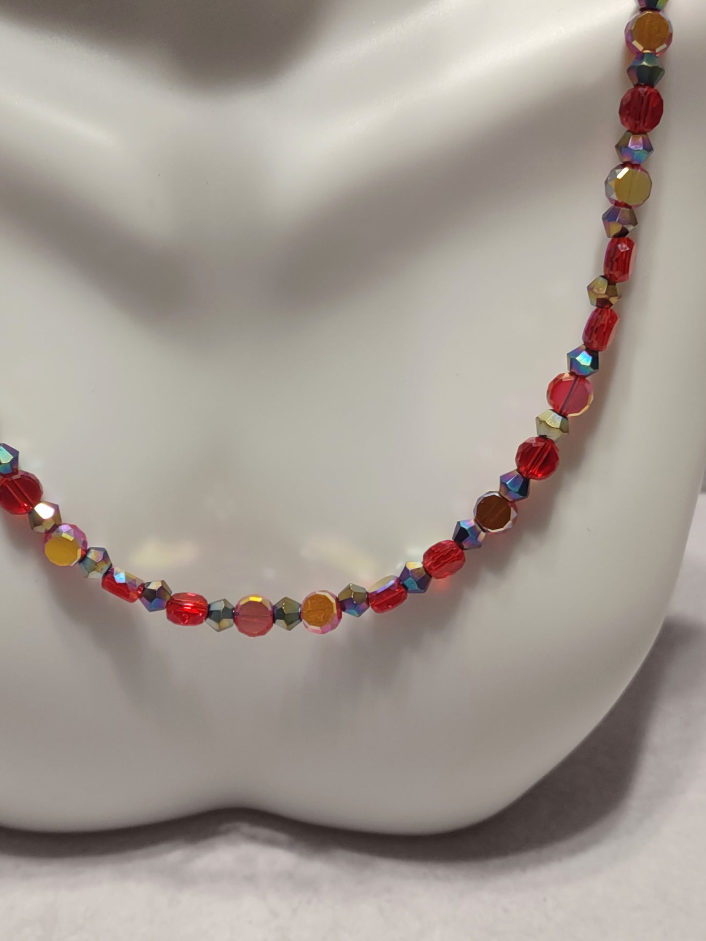 "Mystic Mini Aurora" AB Glass Beaded Necklace, Stainless Steel, Magnetic Clasp, 2 Colors