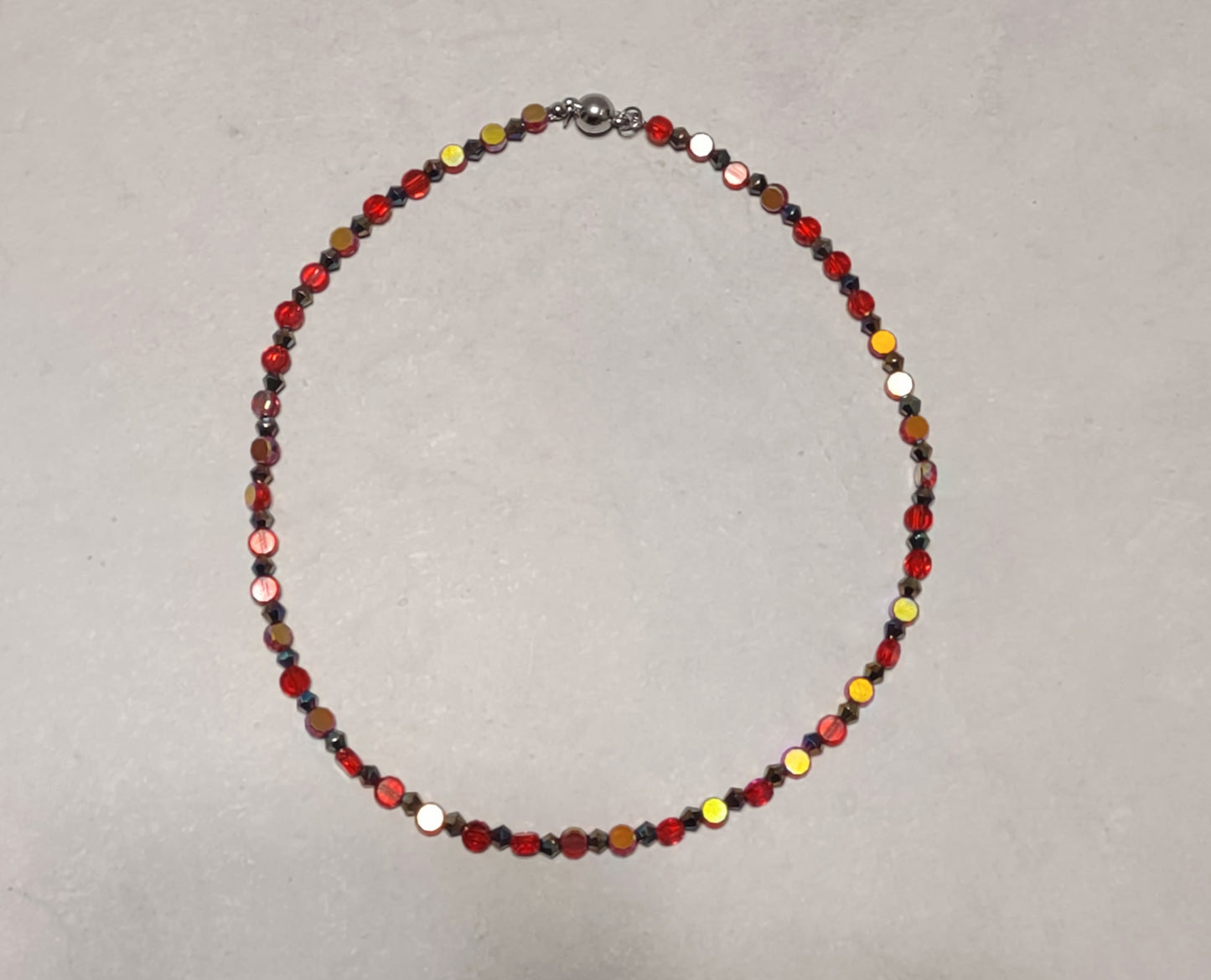 "Mystic Mini Aurora" AB Glass Beaded Necklace, Stainless Steel, Magnetic Clasp, 2 Colors