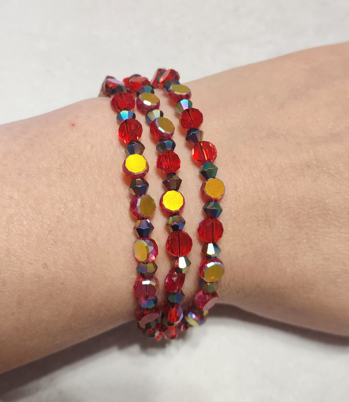 "Mystic Mini Aurora" 3 Strand AB Glass Beaded Bracelet, Magnetic Clasp, 2 Colors