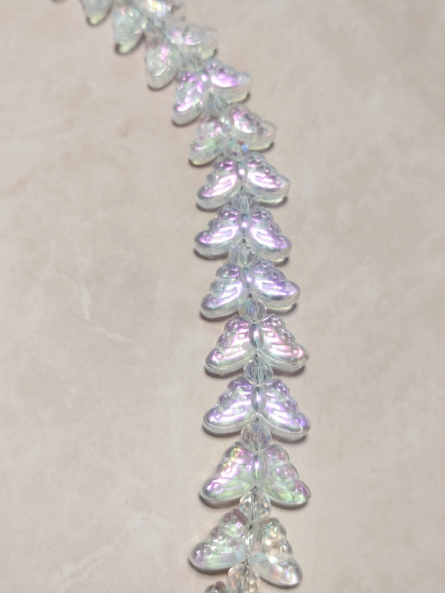 "Butterfly Summer" Glass Bead Butterfly Necklace, Stainless Steel, Magnetic Clasp