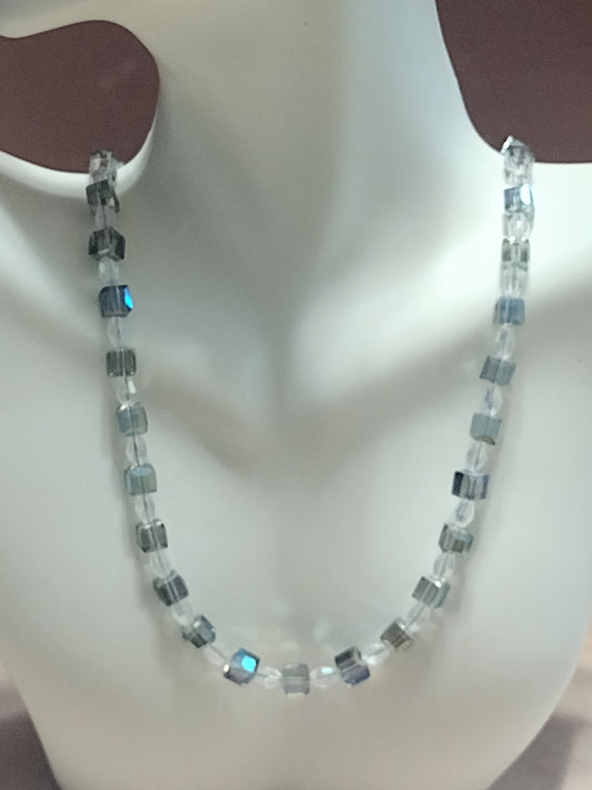 "Night Dreams" Glass Beaded Necklace, Stainless Steel, Magnetic Clasp