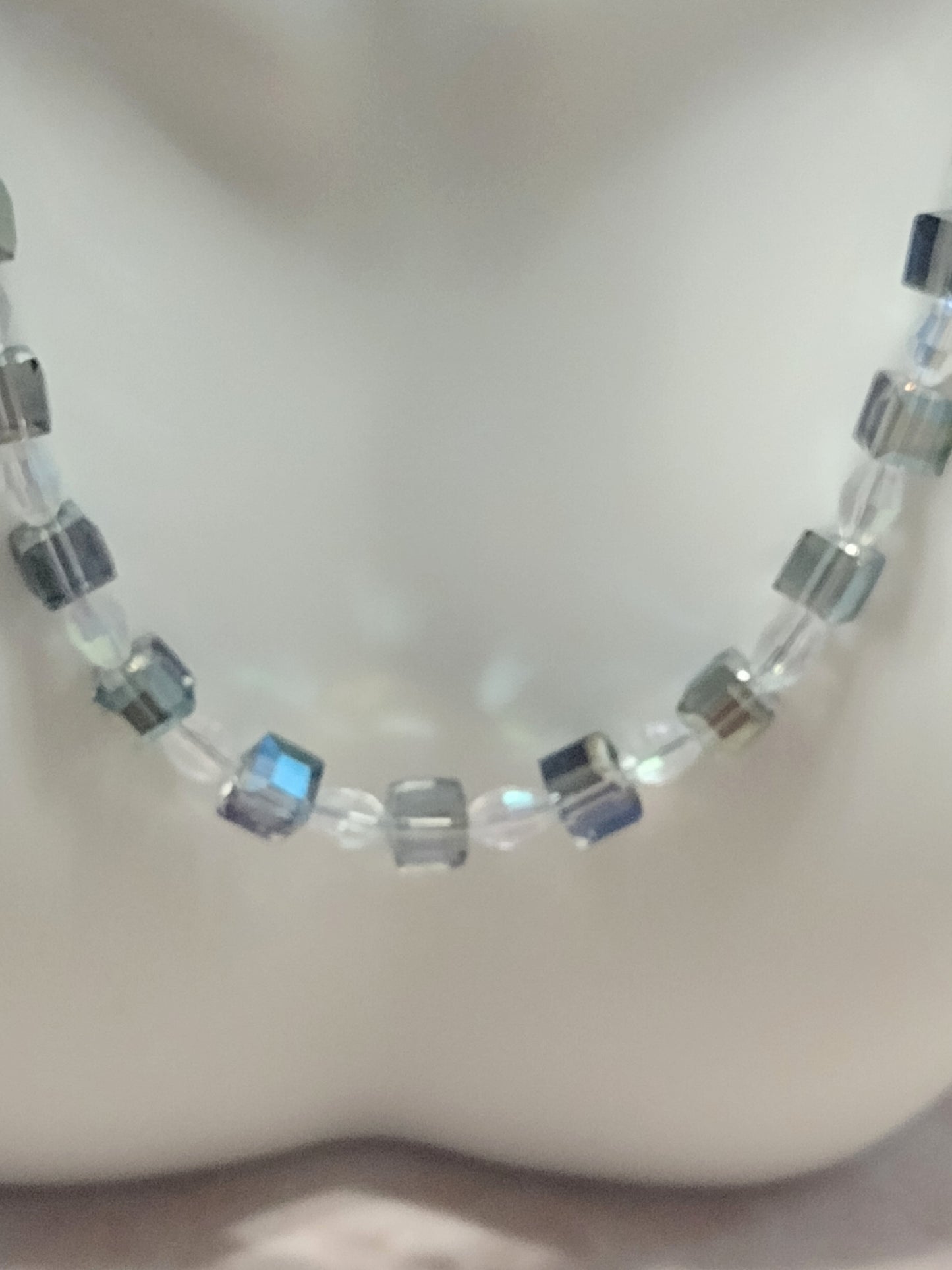 "Night Dreams" Glass Beaded Necklace, Stainless Steel, Magnetic Clasp