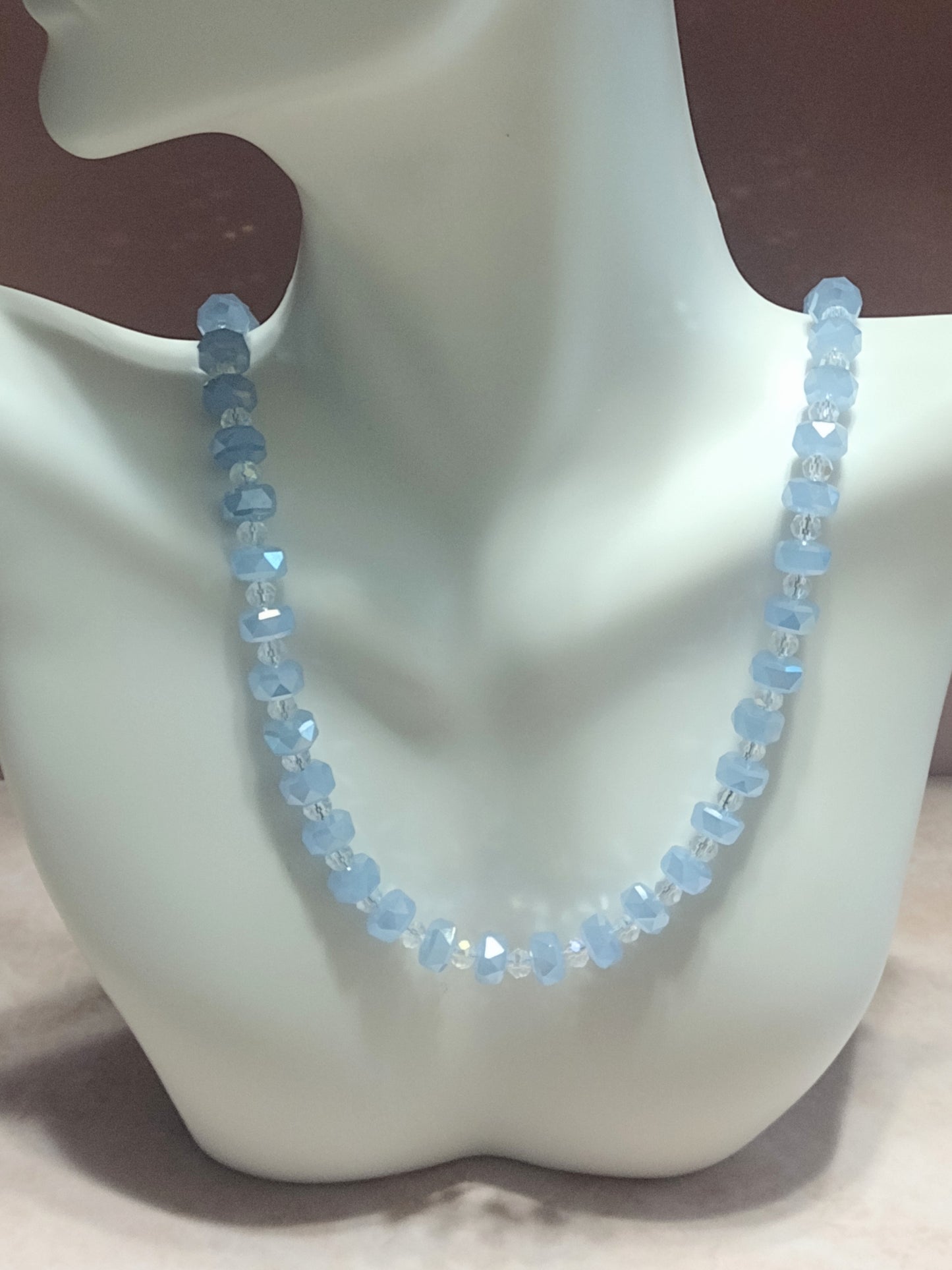 "Opaque Faceted" Glass Bead Necklace, Stainless Steel, Magnetic Clasp