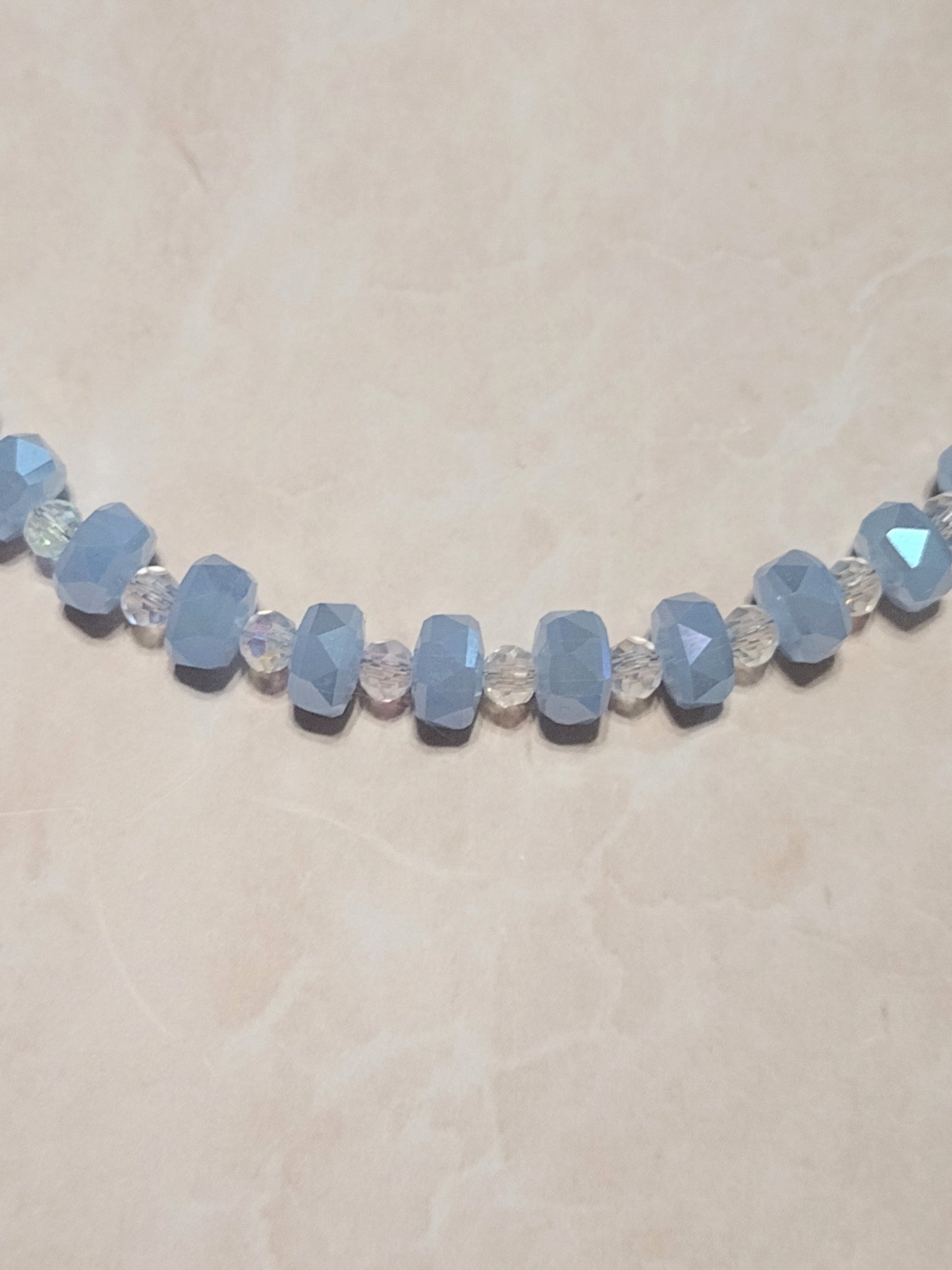 "Opaque Faceted" Glass Bead Necklace, Stainless Steel, Magnetic Clasp