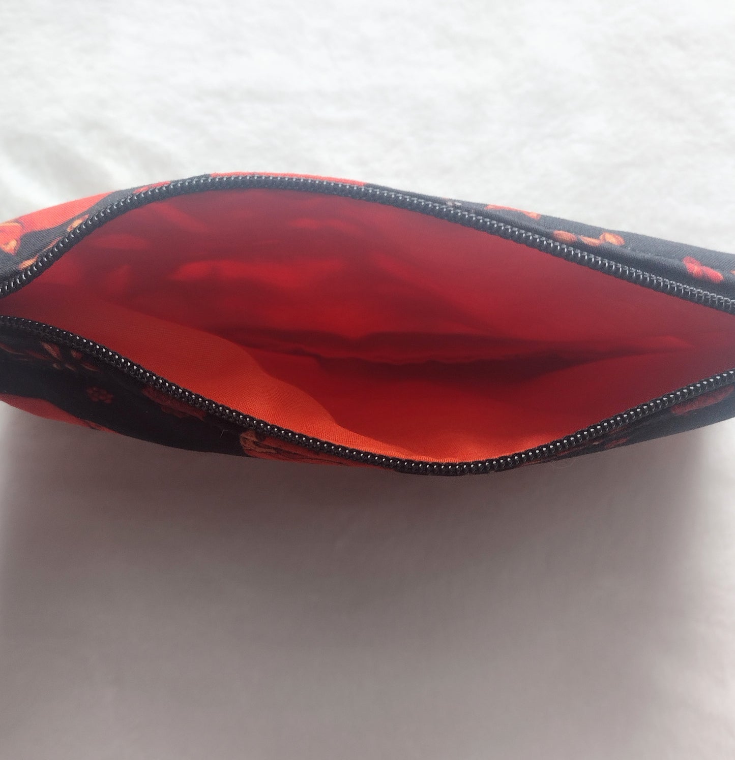 Black Cotton Fox Print Makeup/Accessory Bag (Large), Zipper Pouch