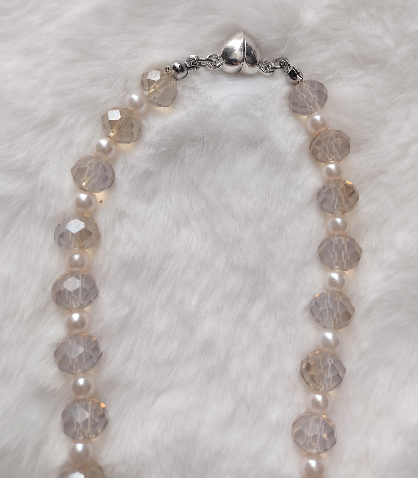 "Champagne Glass" Glass Beaded Necklace, Stainless Steel, Magnetic Clap, 1 Color