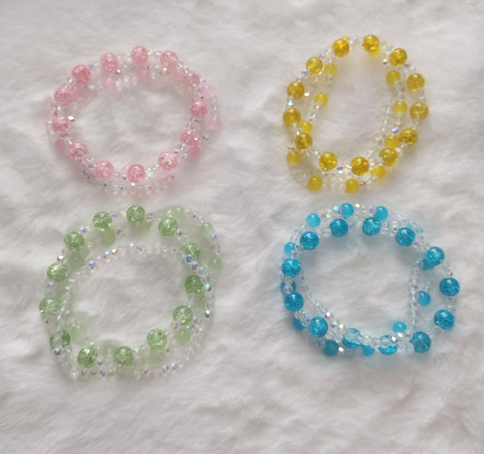 "Pastel Spring" Bracelet Stacker, Stretch Bracelets, Glass Beads, 4 Colors