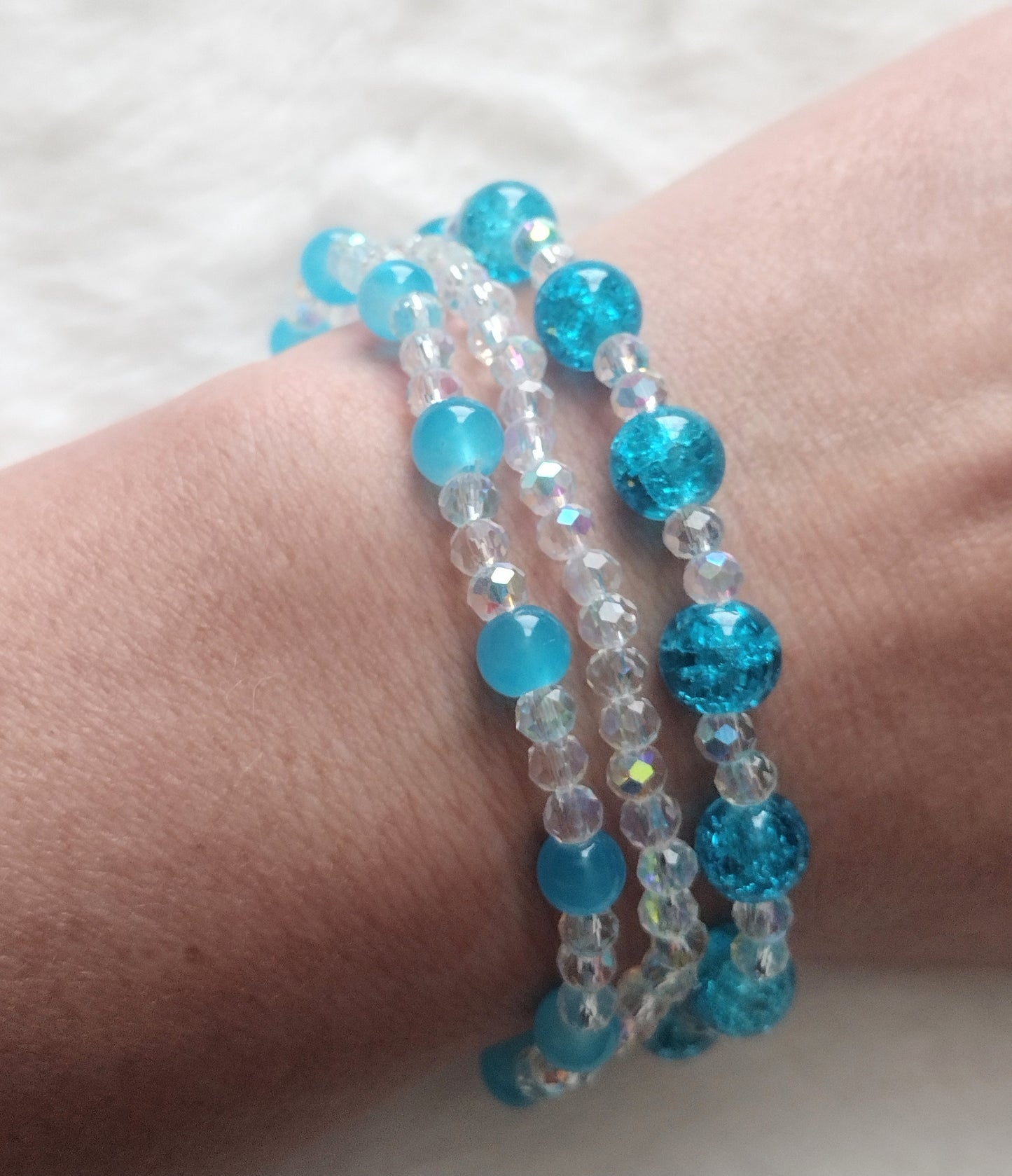 "Pastel Spring" Bracelet Stacker, Stretch Bracelets, Glass Beads, 4 Colors