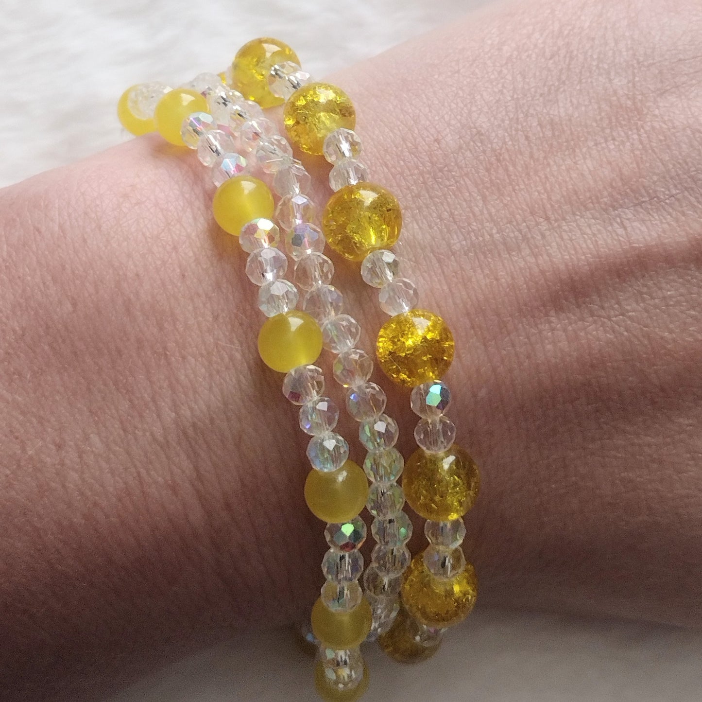 "Pastel Spring" Bracelet Stacker, Stretch Bracelets, Glass Beads, 4 Colors