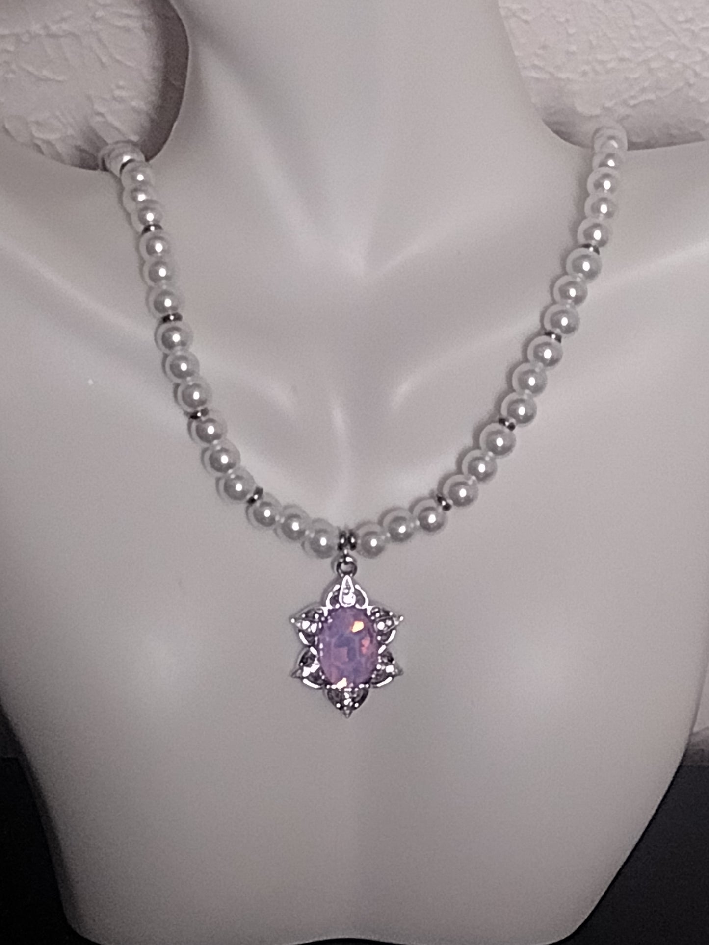 "Classic Pearls" Glass Pearl Beaded Necklace, Stainless Steel, Magnetic Clasp, 2 Colors