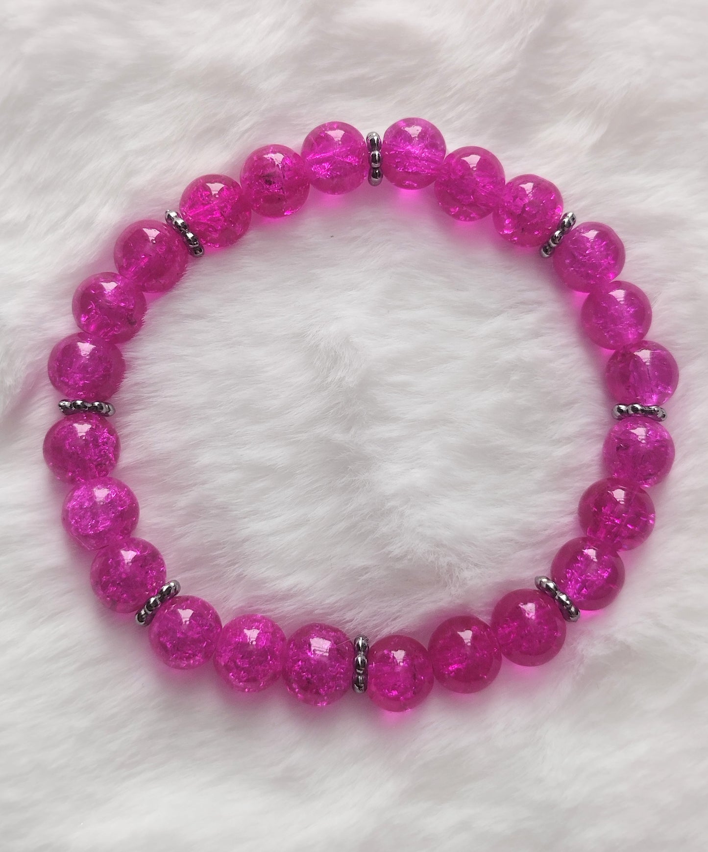 "Broken Glass" Glass Beaded Bracelet, Stretch Bracelet, Silver Stainless Steel, 3 Colors