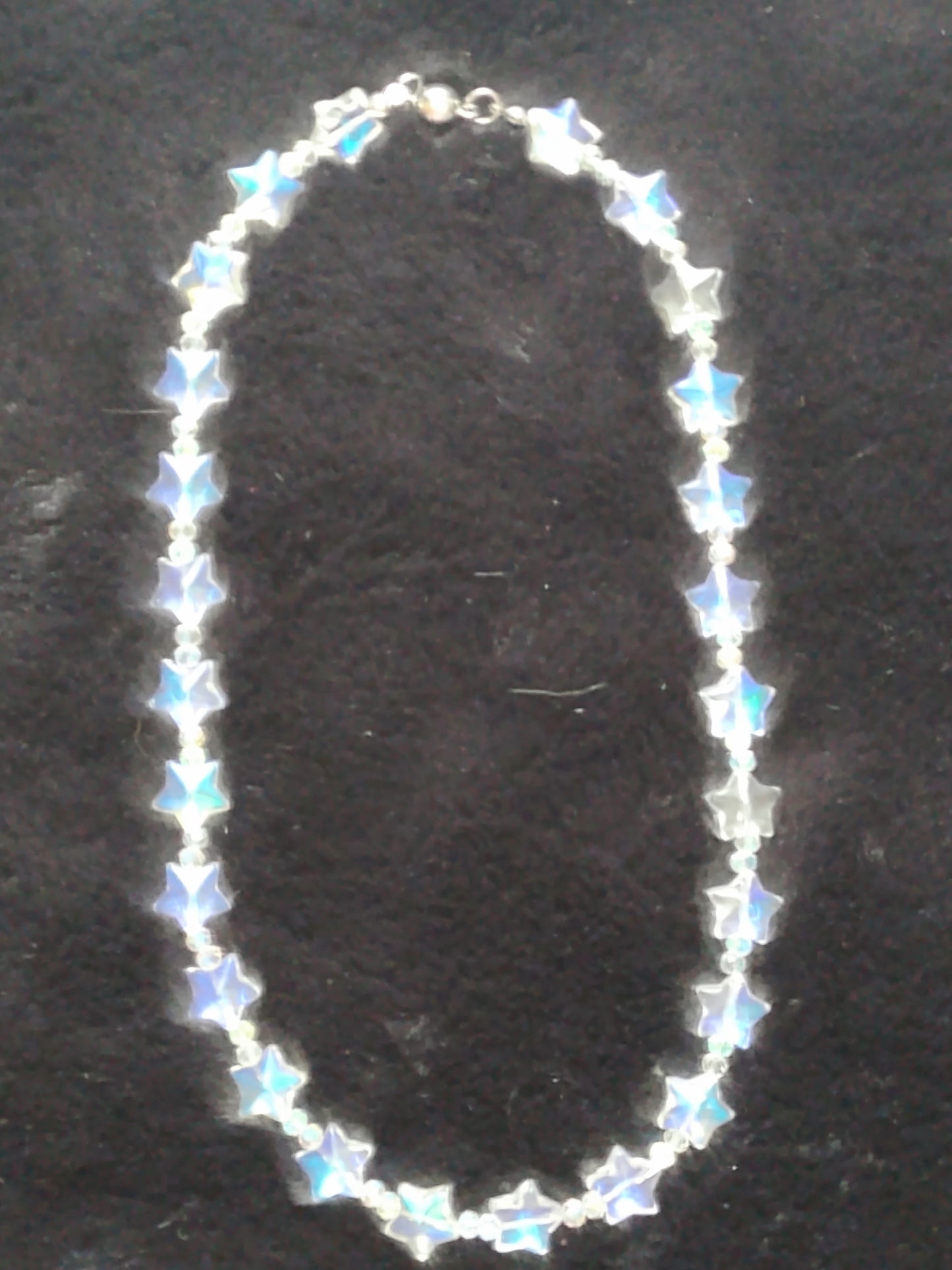 "Starfire" AB Glass Bead Star Necklace, Magnetic Clasp, Stainless Steel, 2 Colors