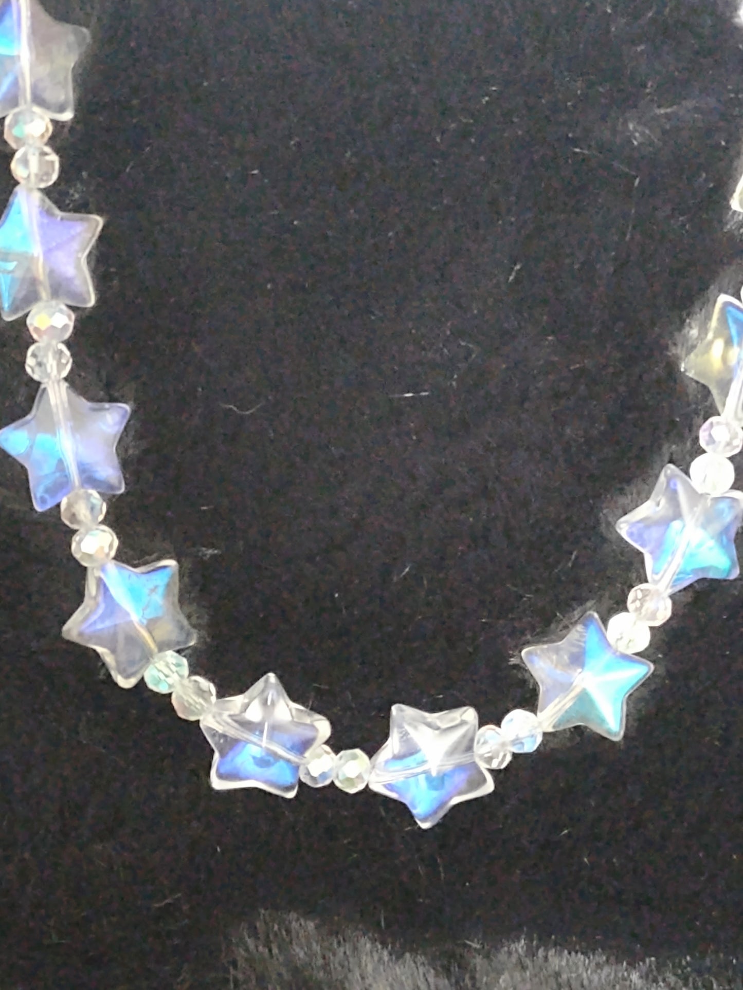 "Starfire" AB Glass Bead Star Necklace, Magnetic Clasp, Stainless Steel, 2 Colors