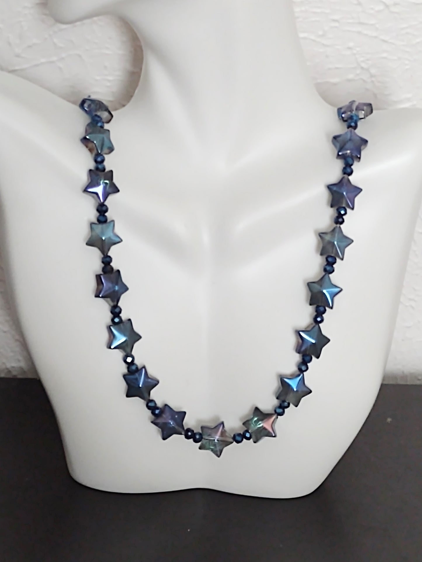 "Starfire" AB Glass Bead Star Necklace, Magnetic Clasp, Stainless Steel, 2 Colors