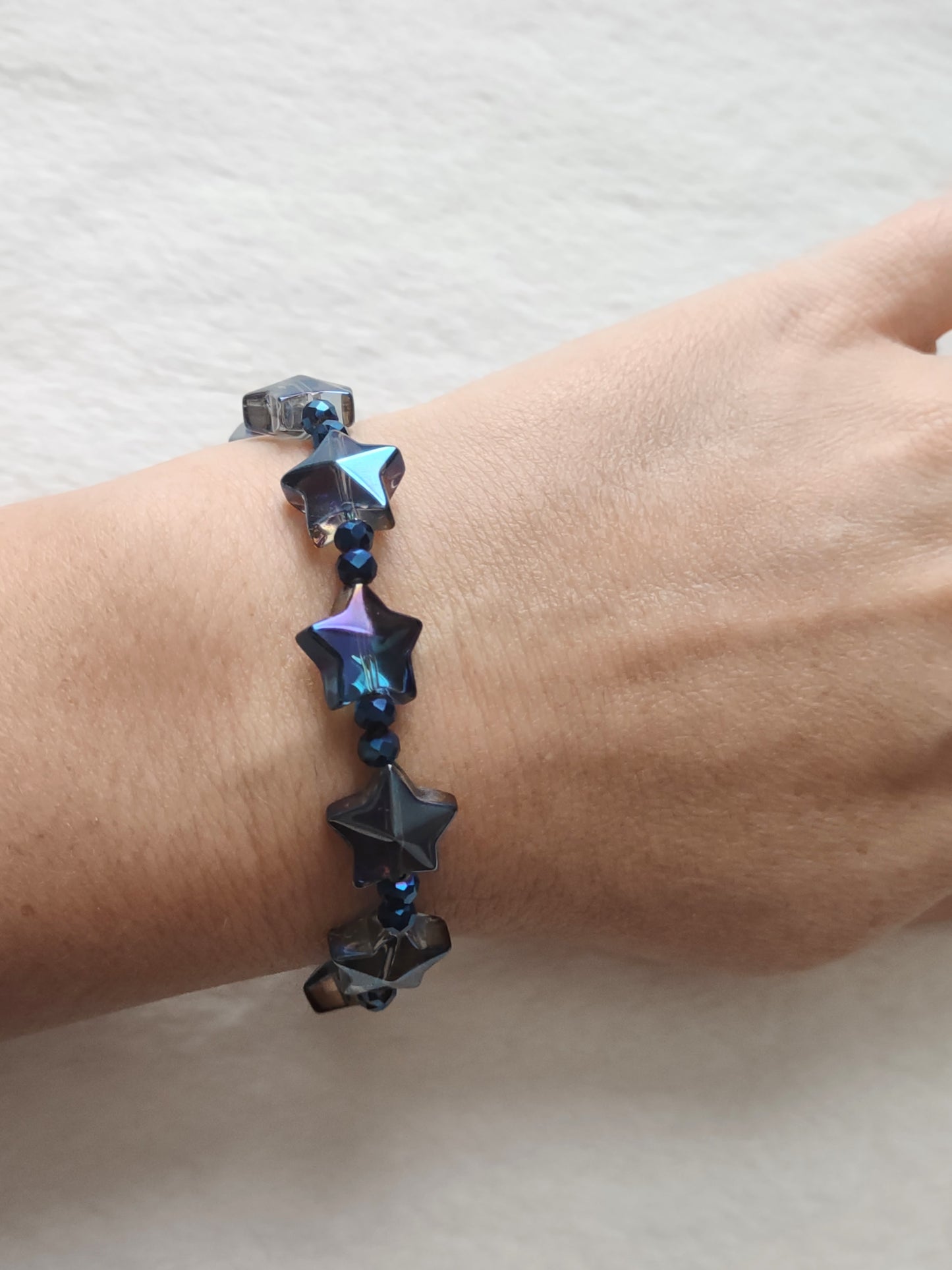"Starfire" AB Glass Bead Star Bracelet, Magnetic Clasp, Stainless Steel, 2 Colors