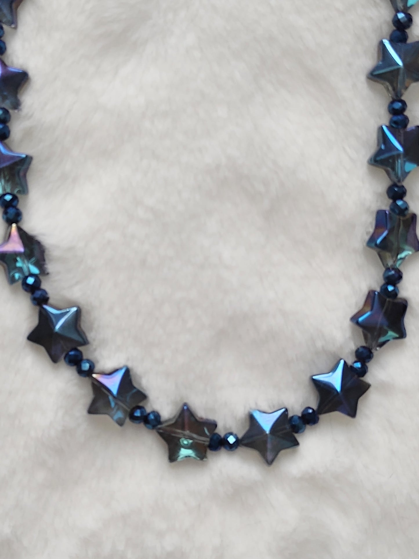 "Starfire" AB Glass Bead Star Necklace, Magnetic Clasp, Stainless Steel, 2 Colors