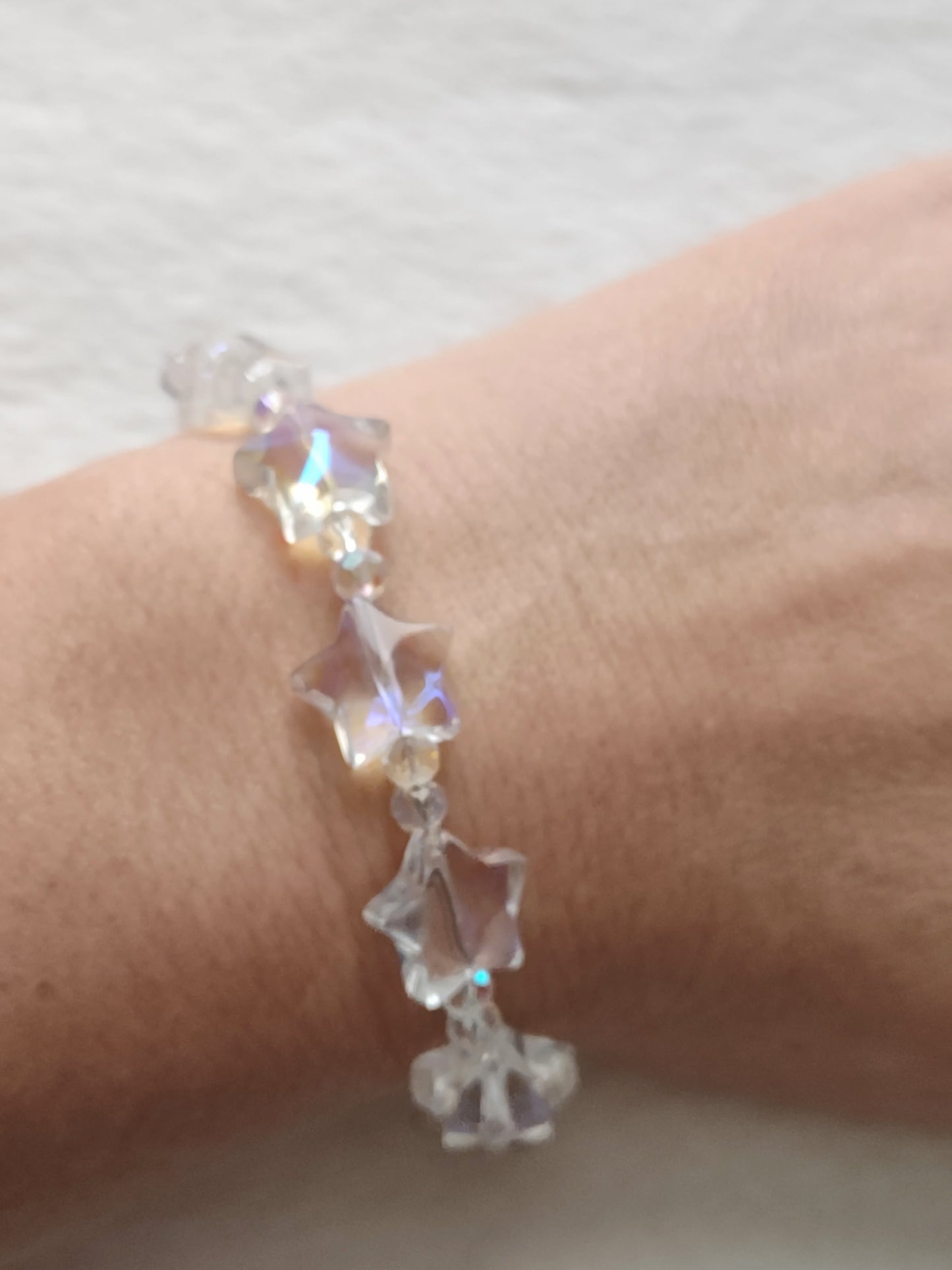 "Starfire" AB Glass Bead Star Bracelet, Magnetic Clasp, Stainless Steel, 2 Colors