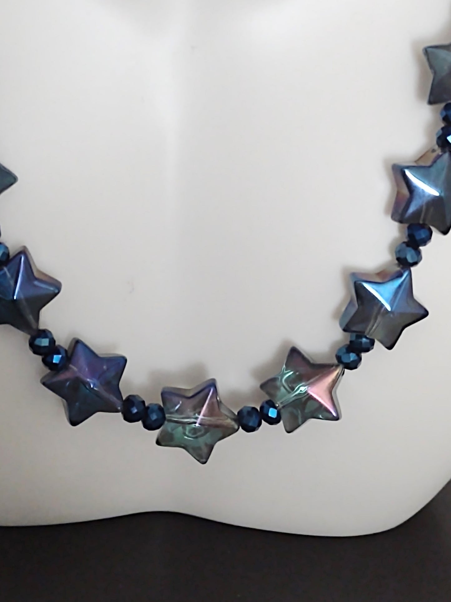 "Starfire" AB Glass Bead Star Necklace, Magnetic Clasp, Stainless Steel, 2 Colors